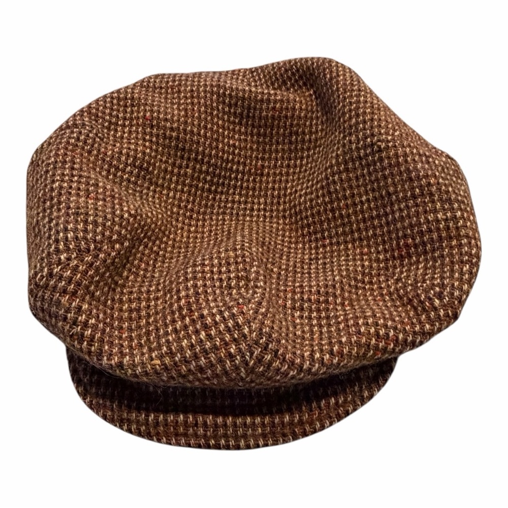Vintage Tweed Newsboy Cap Brown USA Made‎ Roly Caps Baker Boy Flat Hat Mens